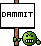 1995 Ford Bronco - A cartoon character holds a sign that reads 'DAMMIT'.