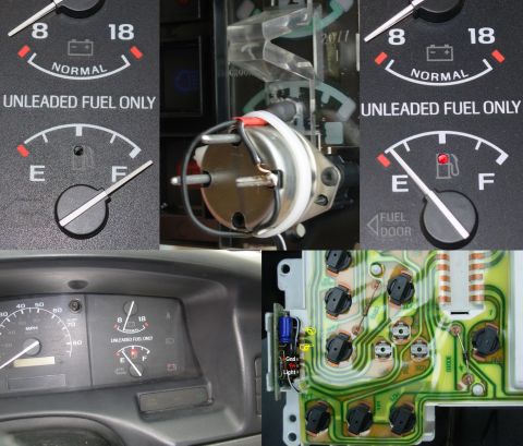 1983 Ford Bronco - Low Fuel Light installation in a '92-96 Base Cluster (Non-Tachometer) IF THE IMAGE IS TOO SMALL, click it. The LED's positive wire is strip…