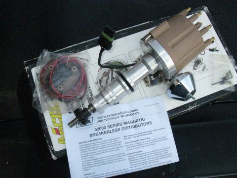 1965 Ford Galaxie - An ACEL 52000 Series Magnetic Breakerless Distributor is shown with its installation instructions and wiring.
