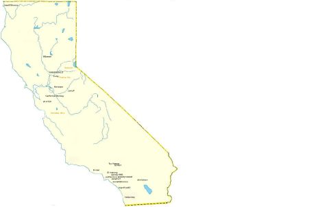 1989 Ford Bronco - This is a map of California with various locations marked and labeled.