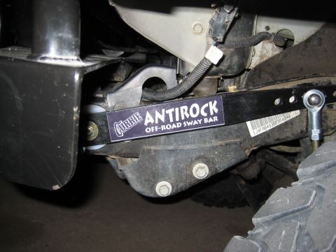 2005 Jeep Wrangler - Close-up view of the Currie Antirock off-road sway bar, a suspension component.