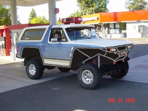 1989 Ford Bronco - This SUV features a custom front bumper and off-road tires, suggesting modifications for off-road use.