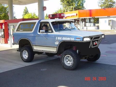 1989 Ford Bronco - This 1989 Ford Bronco has a custom front bumper and graphics on the side.