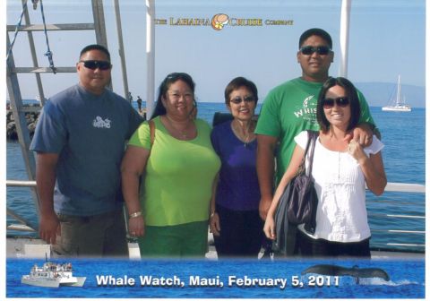 1991 Ford Bronco - From left me, my wife, my mother in law Susan, brother in law Ryan and his wife Laurie on whale watch ride in Lahaina, Maui.