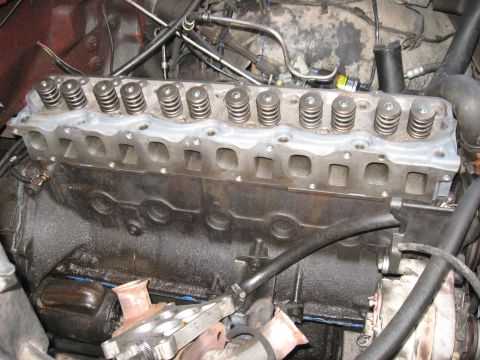 1981 Ford Bronco - Close-up of an engine's cylinder head, showing valve springs and intake ports.