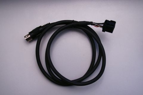 2003 Ford Taurus - This is a black iPod connection cable with a DIN connector on one end and a multi-pin connector on the other.