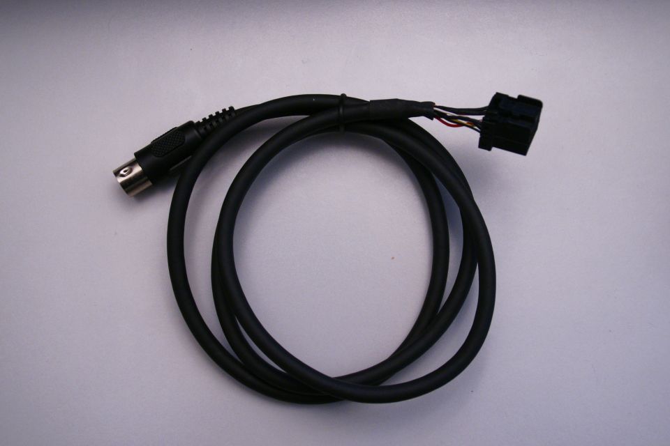 Black iPod connection cable with DIN and multi-pin connectors