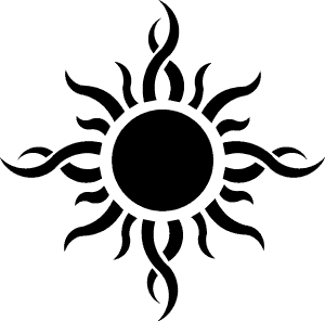 1995 Ford Bronco - A black sun emblem is centered on a gray background.
