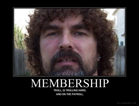 1996 Ford F-150 - Demotivational poster a man's face with text about membership and trolling.