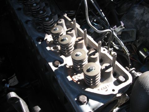 1981 Ford Bronco - Engine cylinder head with valve springs and pushrods visible.
