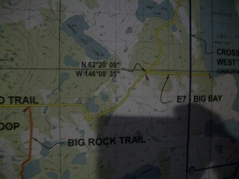 1986 Chevrolet Blazer - A topographic map displays trails and water bodies, including Big Rock Trail and Big Bay.