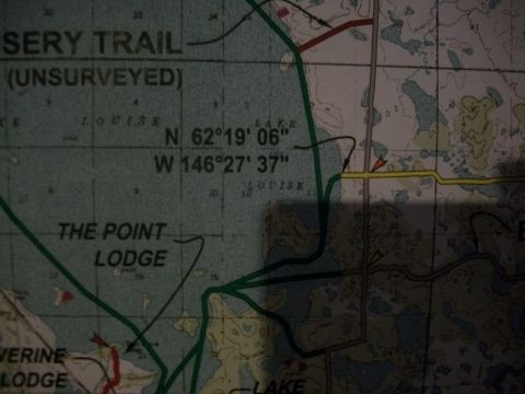 1986 Chevrolet Blazer - Map displays trail information and geographical coordinates for Lake Louise and The Point Lodge.