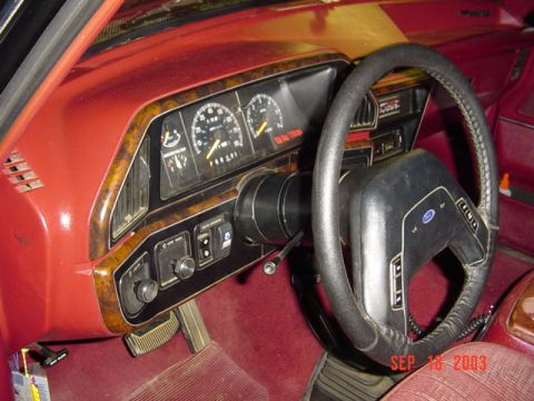1989 Ford Bronco - Interior view of a 1989 Ford Bronco, including dashboard and steering wheel. Photo taken September 16, 2003.
