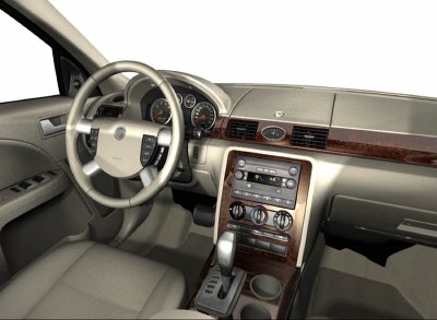 2003 Ford Expedition - The dashboard and center console of a 2006 Mercury Montego are shown, wood grain accents.