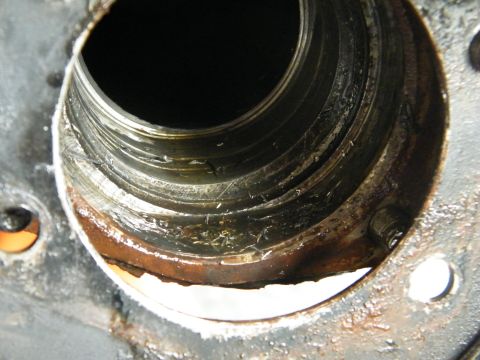1982 Ford Bronco - This photo shows the interior of a worn differential housing, indicating significant wear and tear on the internal components.