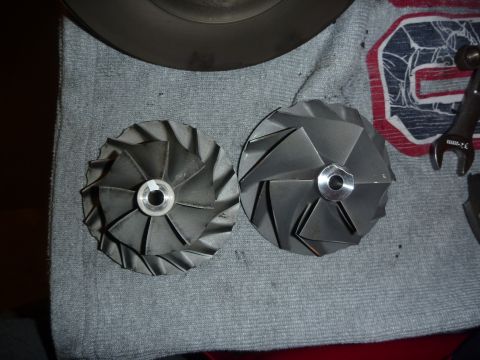 1997 Dodge 2500 - Stock and hybrid kit impeller comparison.