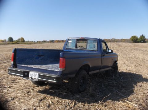 1994 Ford F-150 - This 1994 Ford F-150 pickup truck is parked in a field under a clear blue sky.