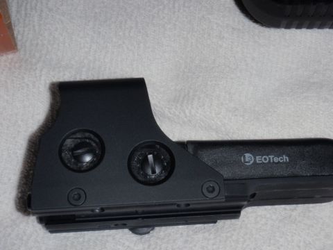1991 Ford Bronco - Close-up of an EOTech holographic sight, showing its construction and branding.