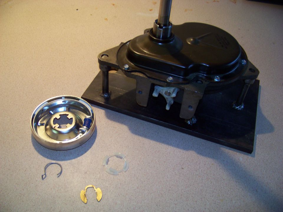 Transmission part with clutch and springs disassembled on a workbench