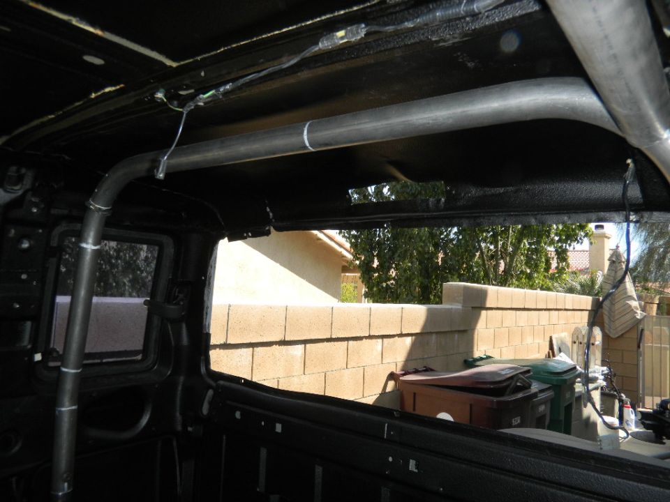 Interior view of a roll cage installed in a vehicle