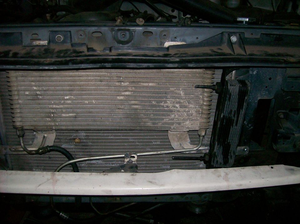 transmission cooler mounted in front of radiator