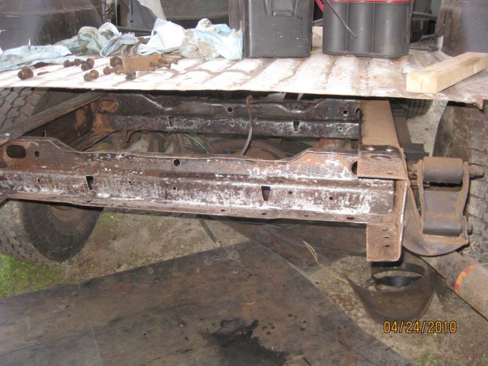 Ok, so instead of towing her to the junk yard, I started grinding away at the rust.  To my surprise, there was plenty of good metal left.