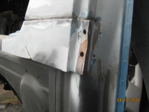 1983 Ford Bronco - This is the hardest piece to get off. The top and 1/4 panel pieces were spot welded from the inside before the inner skin is put on.