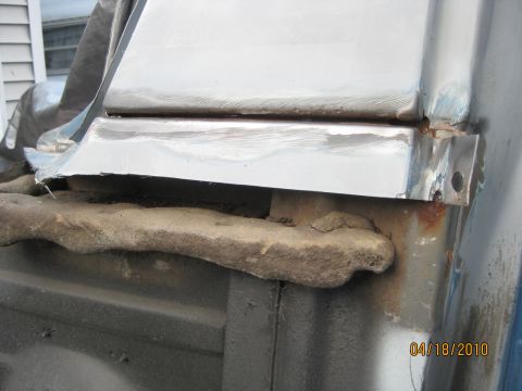 1983 Ford Bronco - I used a pry bar to stretch open the seam.