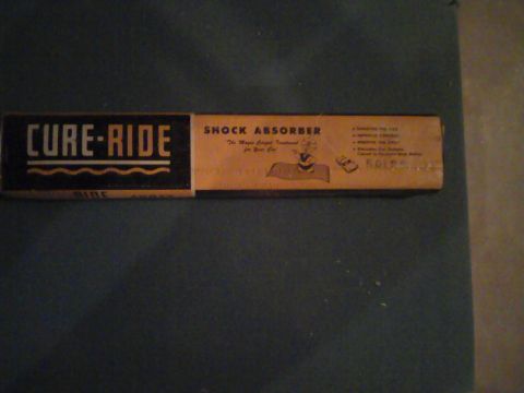 1966 Ford Fairlane - A Cure-Ride Shock Absorber box is shown, product information and branding.