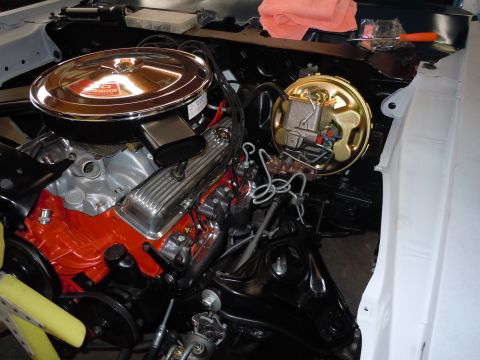 1972 Chevrolet Camaro - The engine bay shows a recently serviced or rebuilt motor with a prominent chrome air filter housing.