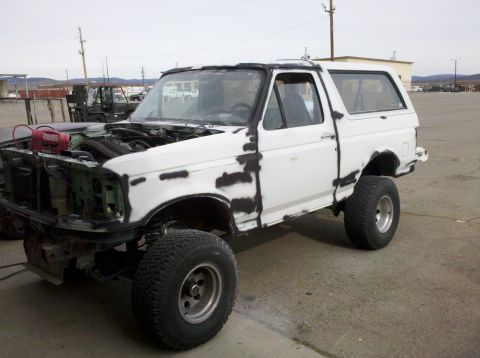 1995 Ford Bronco - This 1995 Ford Bronco is undergoing bodywork and appears to be in primer.