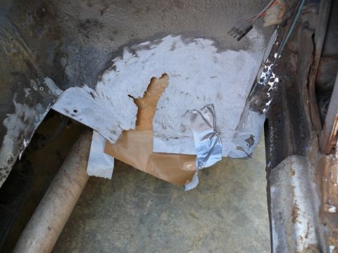1976 Chevrolet Corvette - This image shows a section of underbody repair work, not a specific vehicle model year.