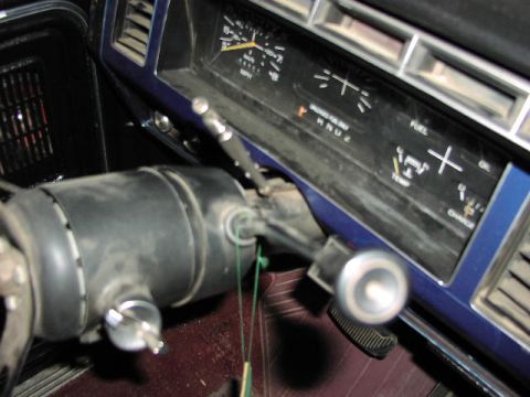 1981 Ford Bronco - The interior of a 1981 Ford Bronco shows its dashboard gauges and steering column.