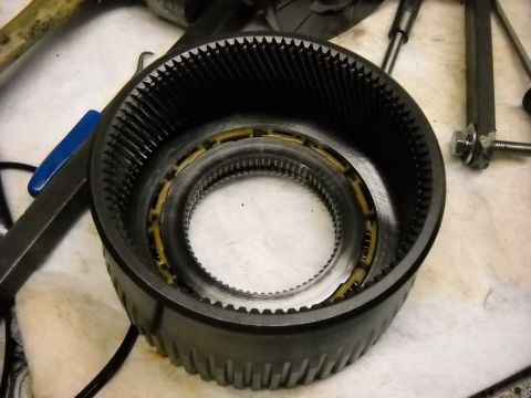 1993 Ford C-150 (Centurion Conversions) - Disassembled transmission part, likely from an E4OD rebuild project.