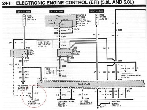 1992 Ford Bronco - This is a diagram detailing the electronic engine control system for specific Ford engine sizes.