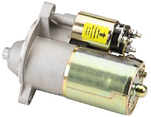 1990 Ford Bronco - Starter motor part, likely for a car or truck, with a yellow warning label.