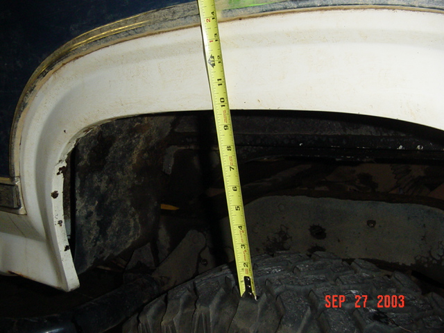 Measuring from the tires to the wheelwells for comparison later