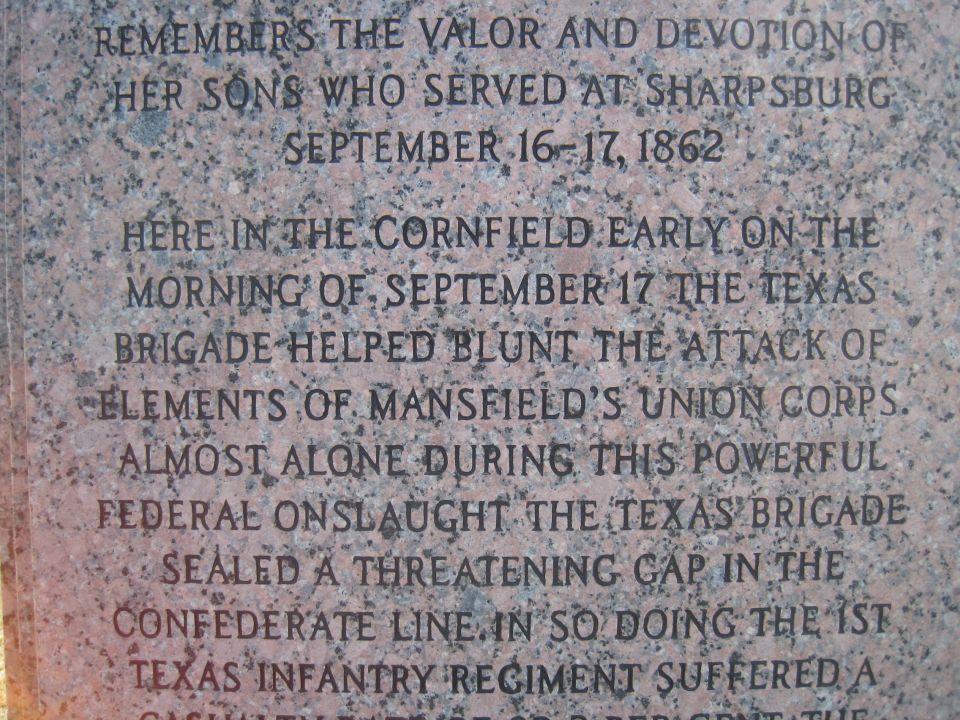 Close-up of engraved text on a Texas Confederate memorial stone