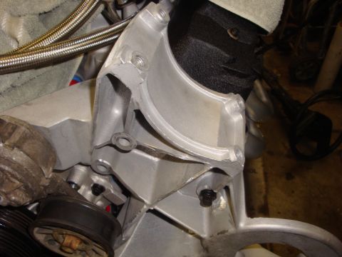 1989 Ford Bronco - Engine bracket and pulley assembly, likely from a custom build or repair.