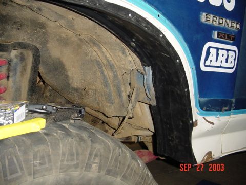 1989 Ford Bronco - Inner fender being repaired