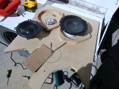 2006 Ford E350 - Making speaker adapters for the doors.