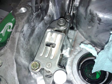 1995 Ford Probe - Detail of a transmission linkage, possibly from a "Frankenprobe" build, showing mechanical components.