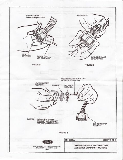 1990 Ford Bronco - Instructions detail the process of separating and reassembling a vehicle's sensor connector.