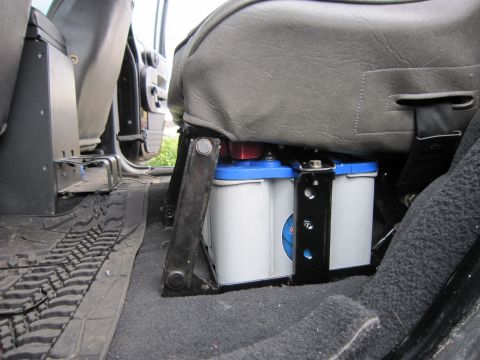 2008 Jeep Wrangler - Dual battery setup installed under the seat of a Jeep Wrangler.