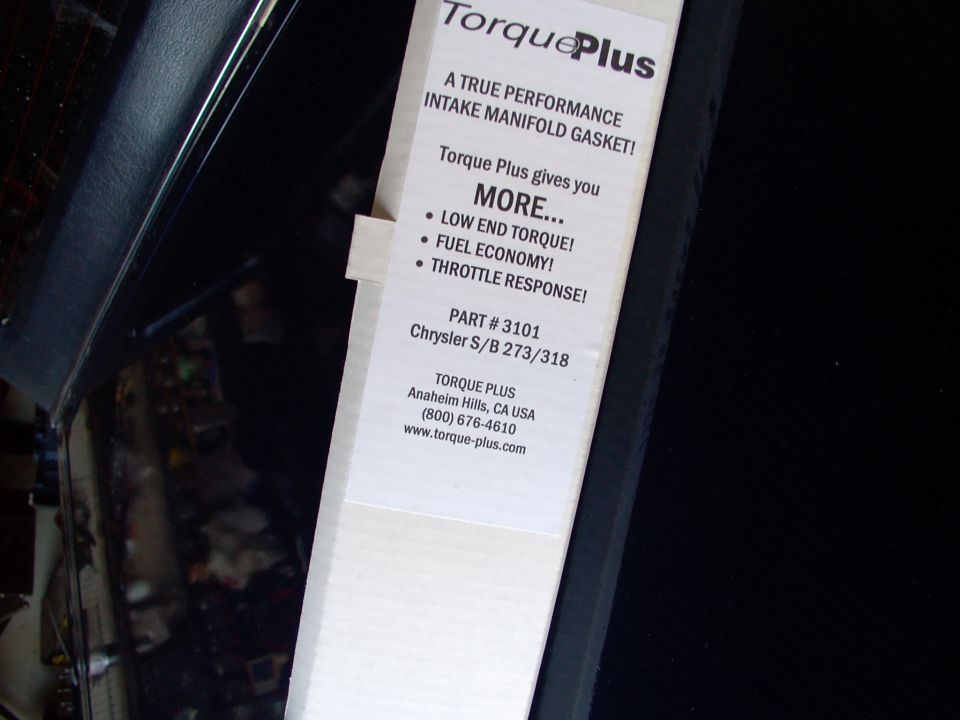 TorquePlus intake gaskets atomize the air/fuel charge between the intake and the heads, into even finer droplets. It allowed me to re-tune the carb and ignition settings and got me better mileage and off idle throttle response and torque.