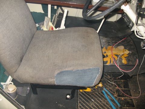 1974 Jeep CJ5 - FRESH FACTORY SEAT FROM MY BROTHER, YEP THAT IS A DENIM PANT REPAIR ON THE SEAT