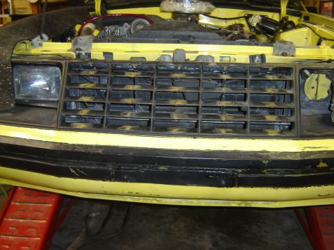 1979 Ford Mustang - after sanding, where i cut out the grill.