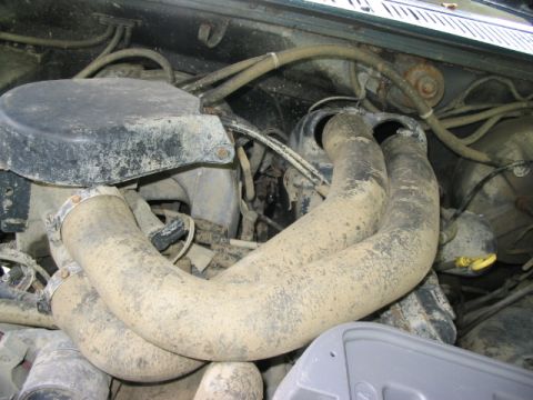 1986 Ford Bronco - this is a transplanted 302 from a 91 F250 .. airbox is right on top of valve cover