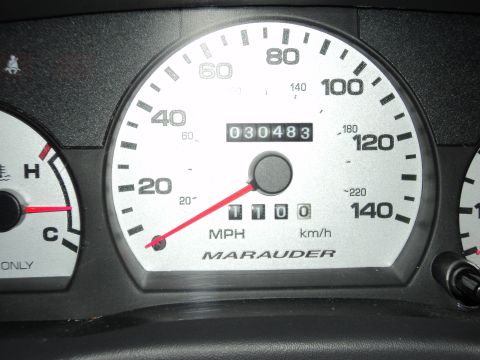 2004 Mercury Grand Marquis - Marauder speedometer shows 30,483 miles and 1100 RPM.