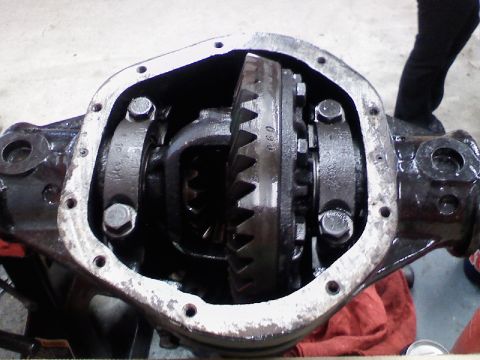 1993 Ford F-150 - Close-up of an open differential assembly, revealing internal gears and components.